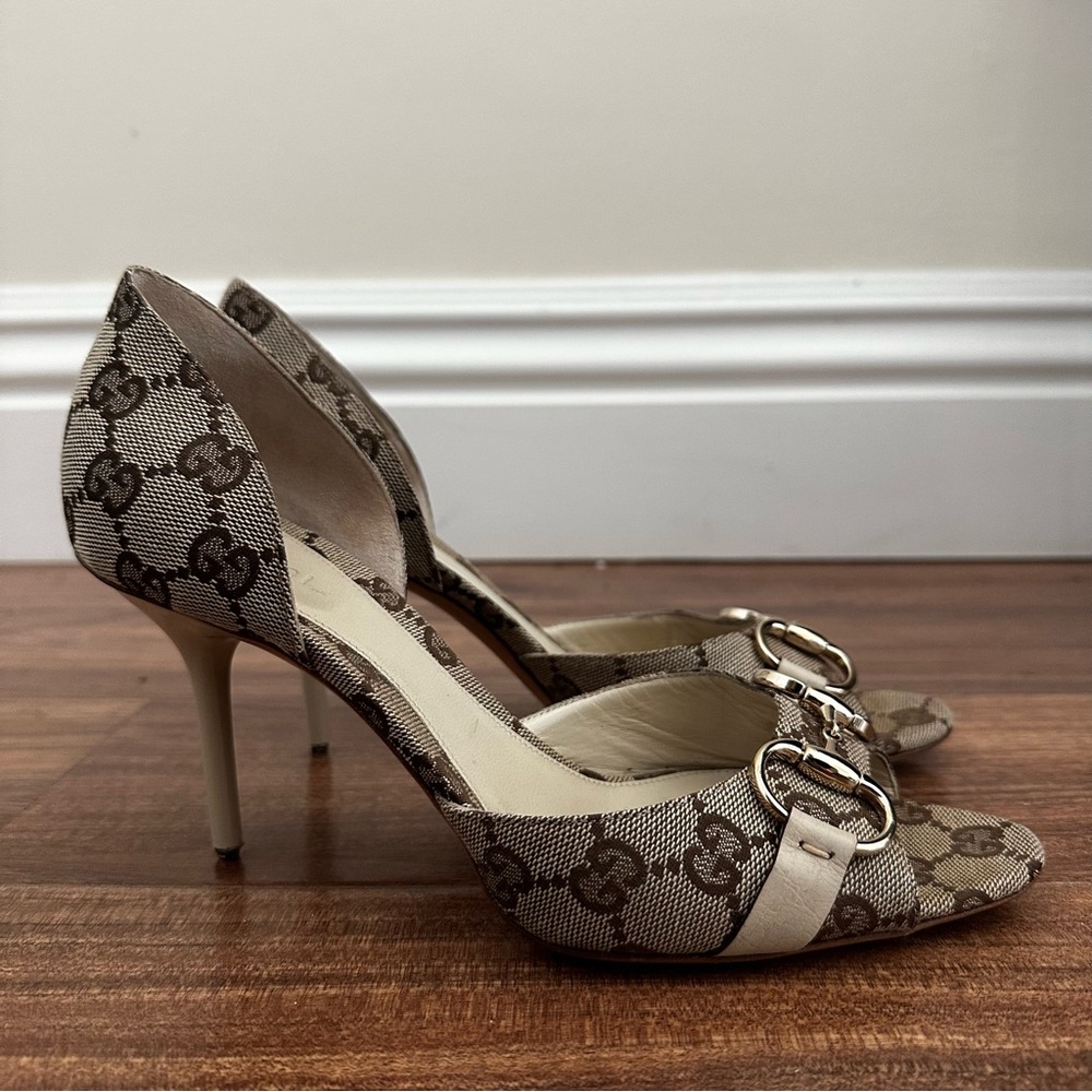 Vintage Gucci Horsebit Monogram Printed Heels - Picture 2 of 8